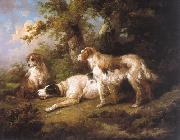 George Morland Dogs In Landscape - Setters Pointer USA oil painting artist